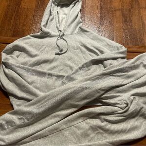 Victoria secret pink shine bling rhinestone crop hoodie and sweatpants set